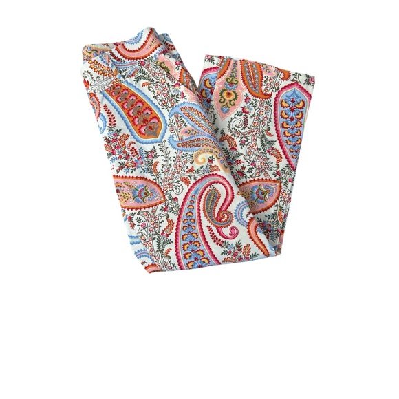 J. Crew Vibrant Multi Color Block Paisley Pants, Womens Size 4 100% Cotton - Picture 4 of 8